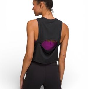 Lululemon Black Sleeveless Open Back Crop Workout Top